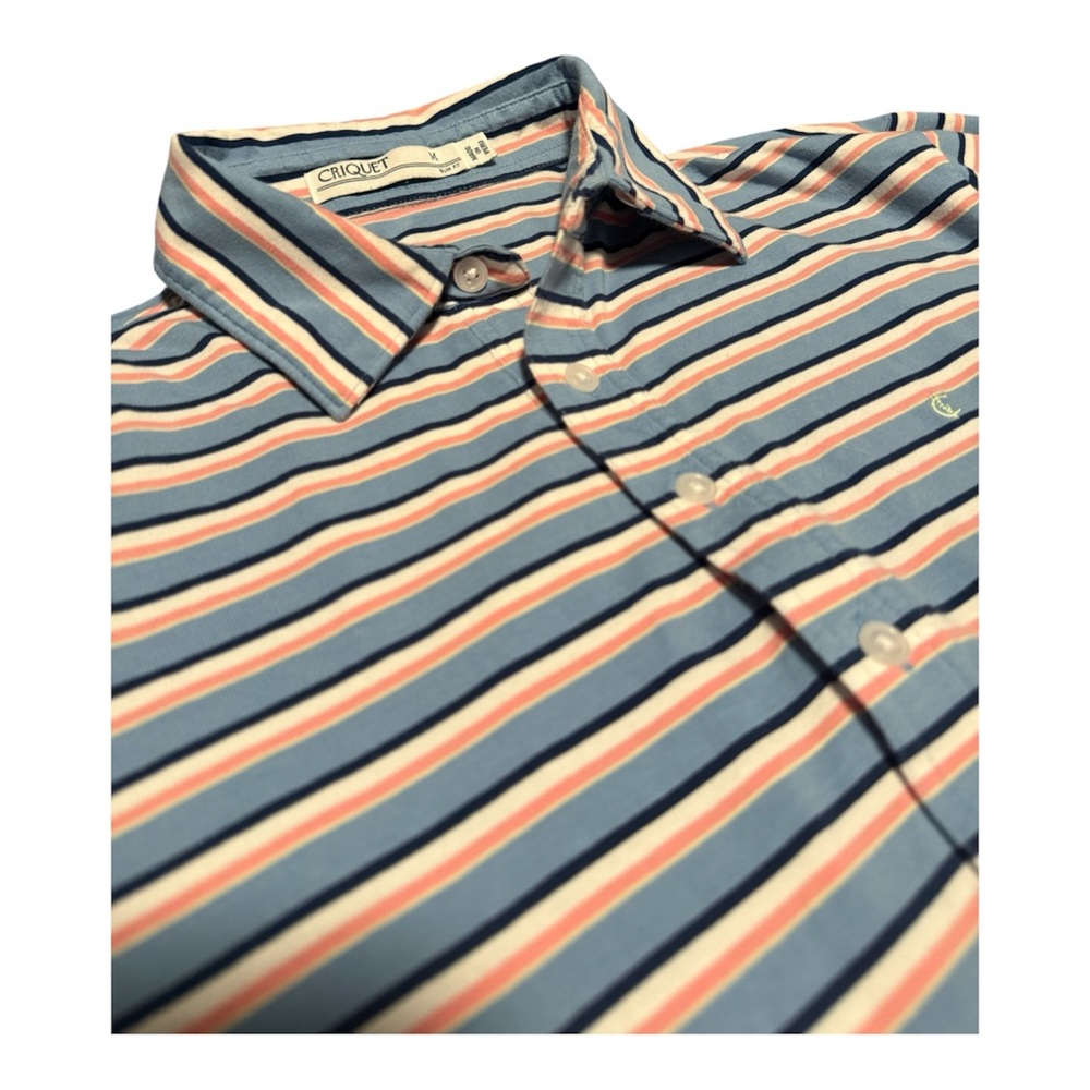 Criquet Golf Pima Slim Fit Cotton Stretch Polo Short Sleeve Shirt Peru Mens M